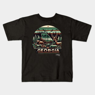 Georgia Groove: Peach State Retro Charm - American Vintage Retro style USA State Kids T-Shirt